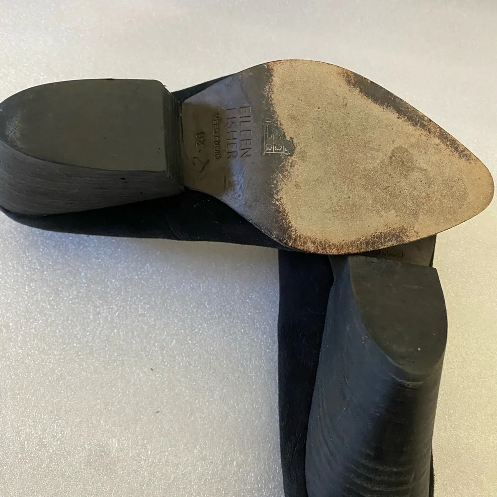 Eileen Fisher Black Suede Block Heels size 9.5